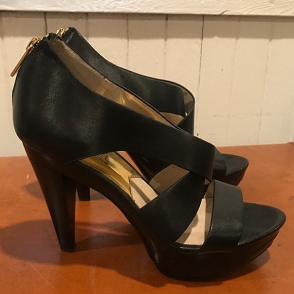 michael kors black leather heels